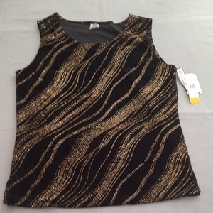 New With Tags - Notations Black and Gold Patterned Tank Top - Size M
